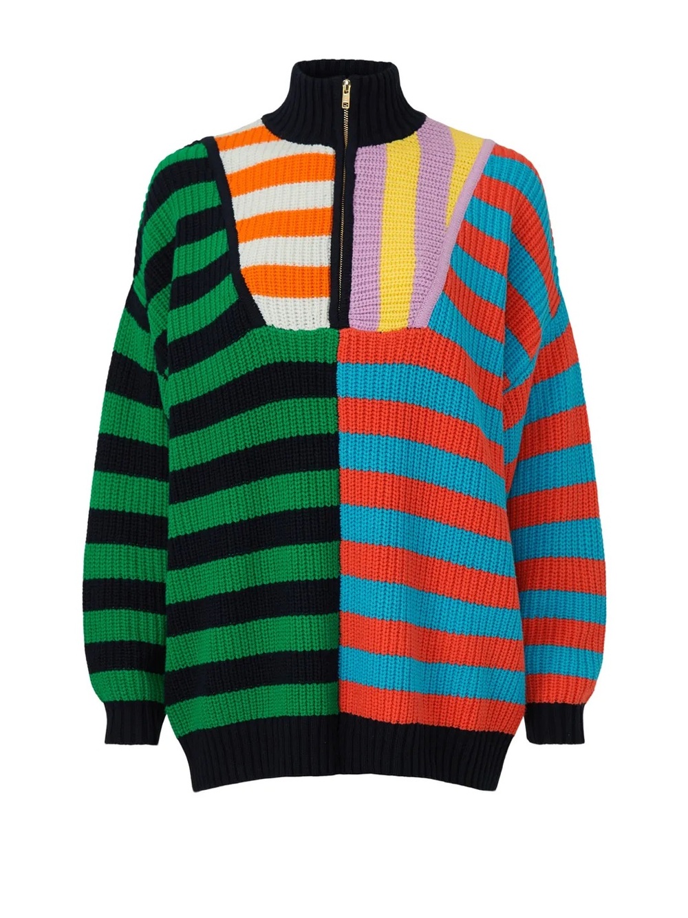 Staud Hampton Multicolor Quarter Zip Sweater